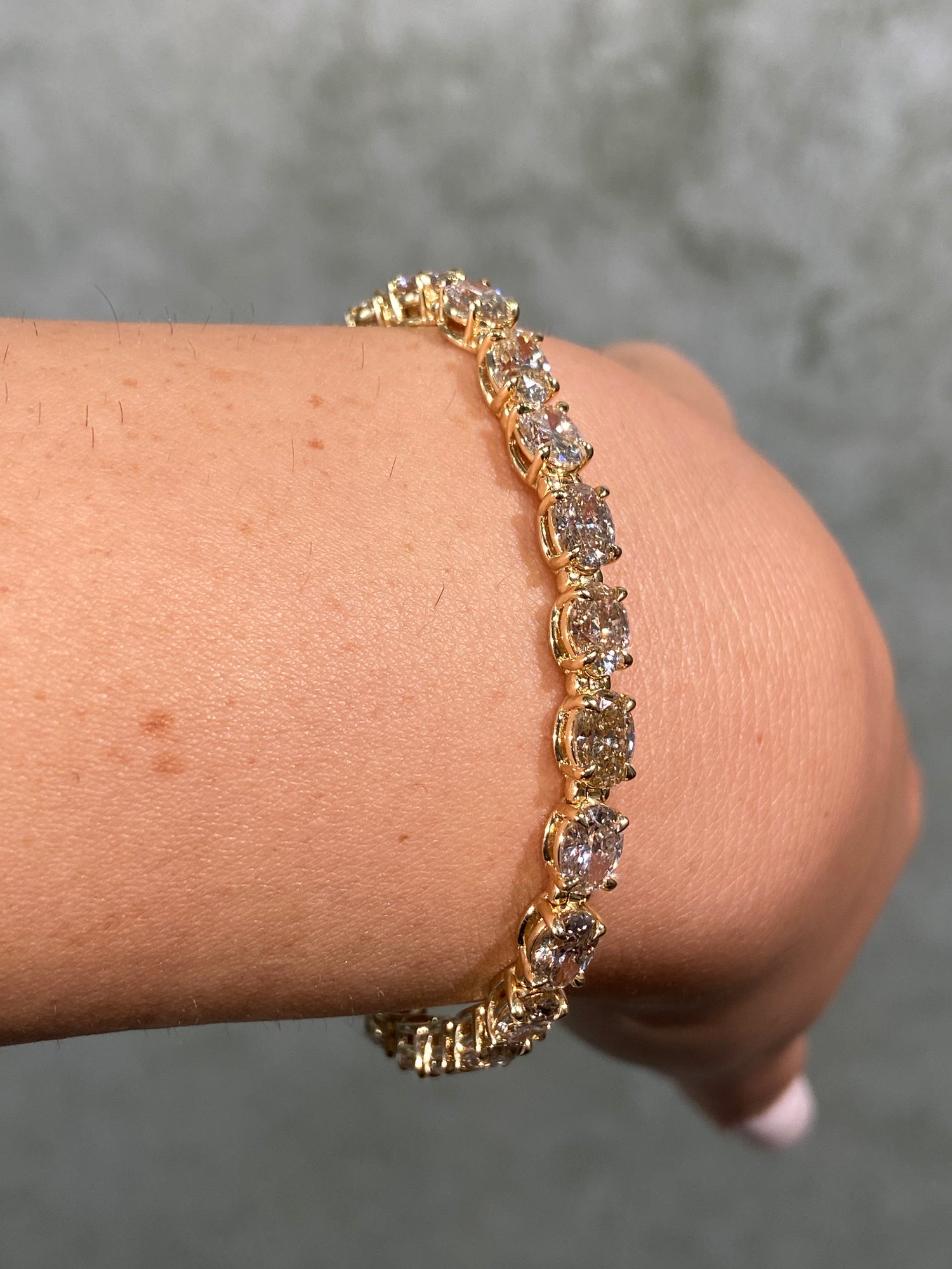 14ct Champage Oval Diamond Tennis Bracelet