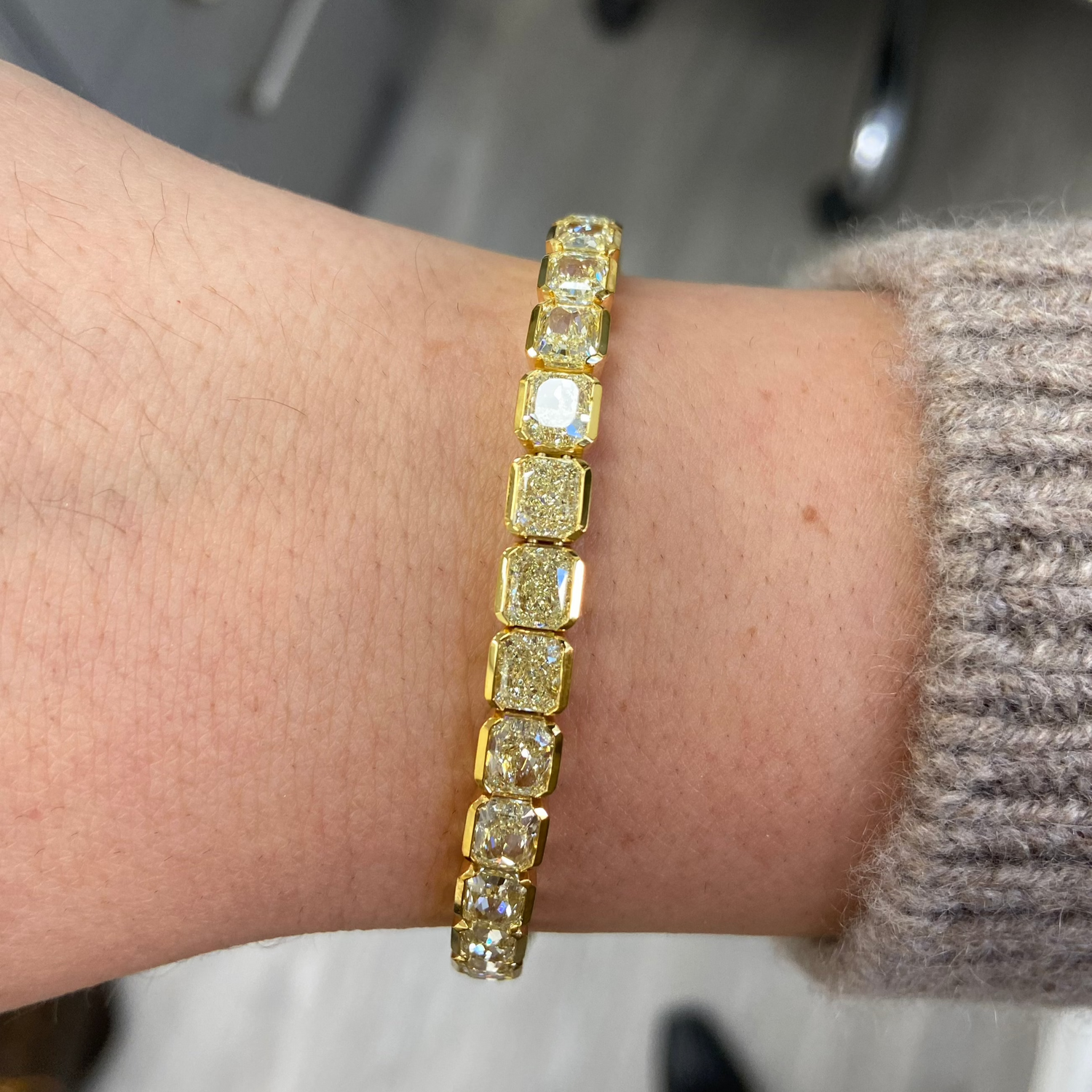 20ct Yellow Radiant tennis bracelet — color diamond specialists Rare Colors by Namdar
