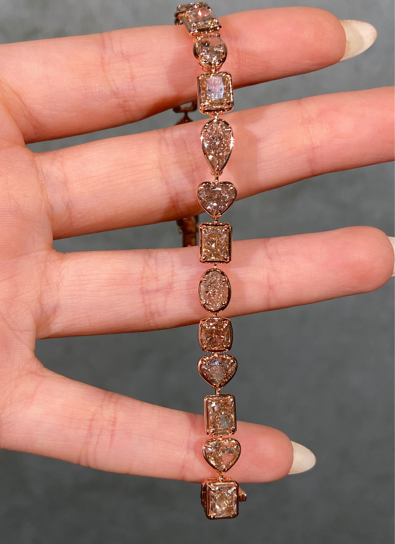 21 Carat Mixed Champagne Diamond Bezel Set Bracelet