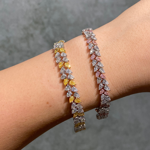 13ct Yellow & White Pear Diamond Double Row Bracelet