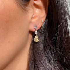 Yellow Diamond Pear Drop Earrings