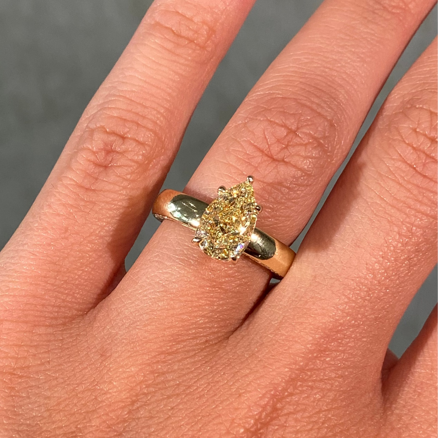 2.5ct GIA Fancy Light Yellow Pear Diamond Tate Engagement Ring