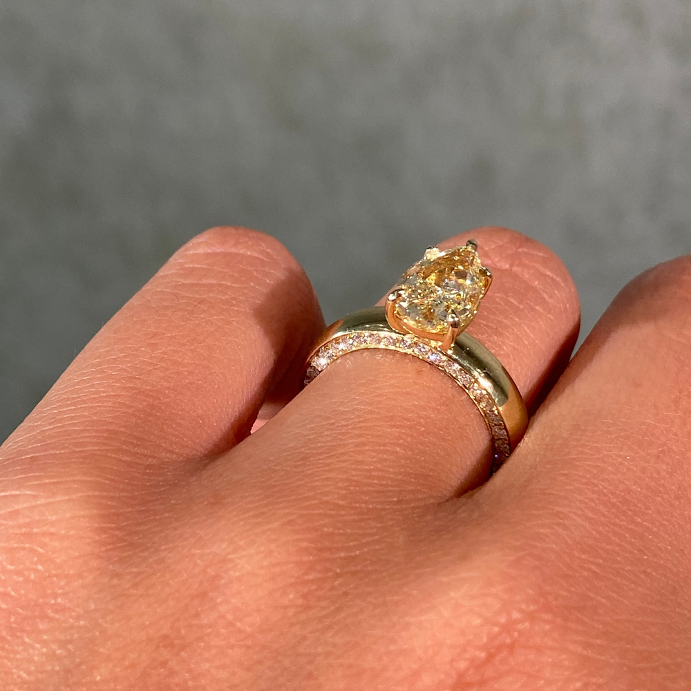 2.5ct GIA Fancy Light Yellow Pear Diamond Tate Engagement Ring