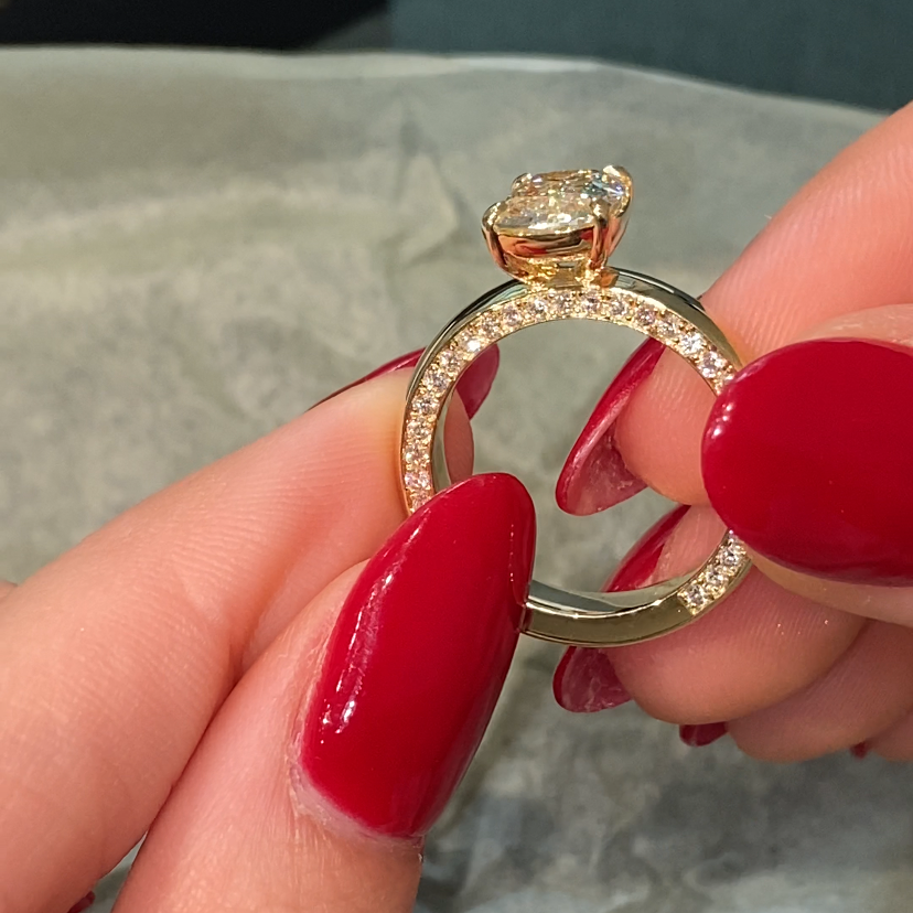 2ct GIA Light Yellow Old Mine Cushion Diamond Tate Engagement Ring