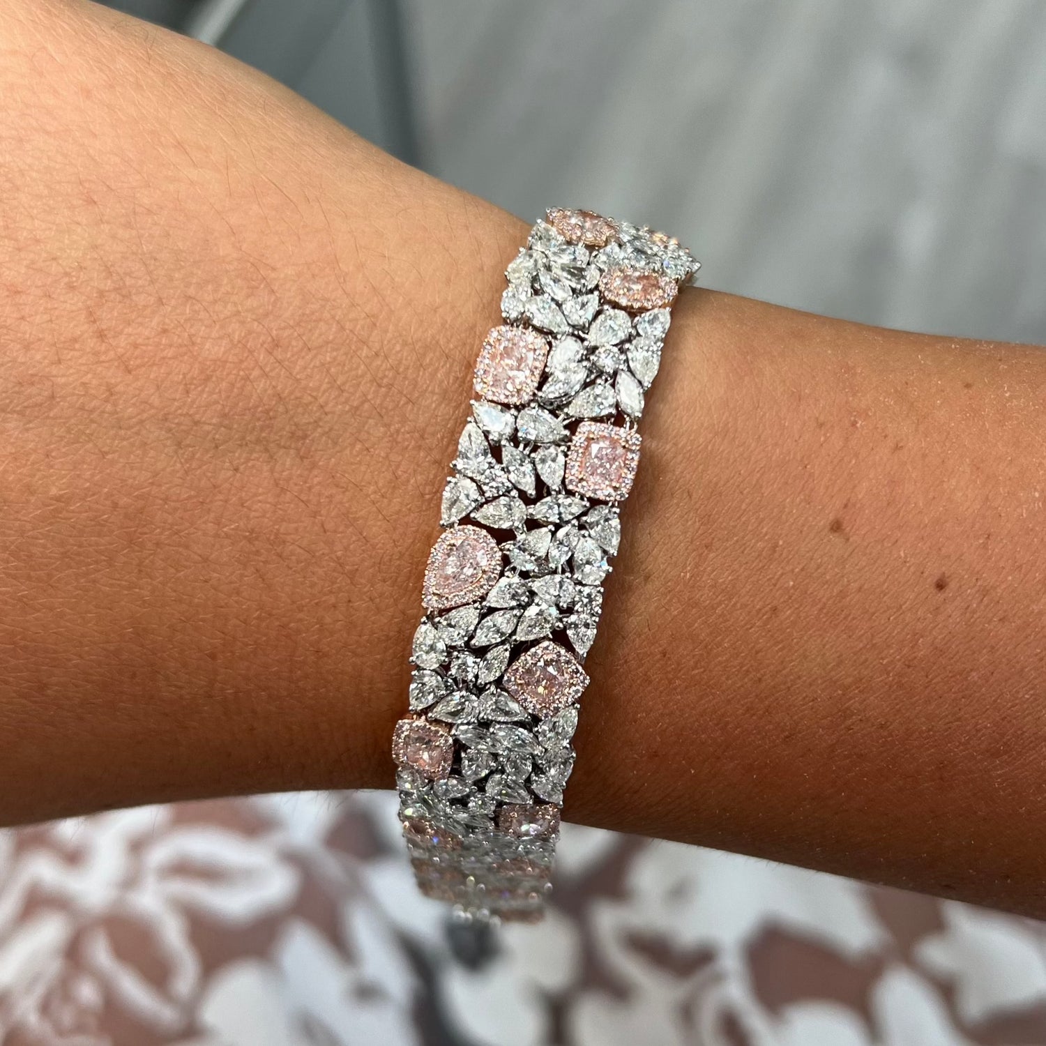 25ct Pink diamond bracelet, handcrafted by Rare Colors by Namdar