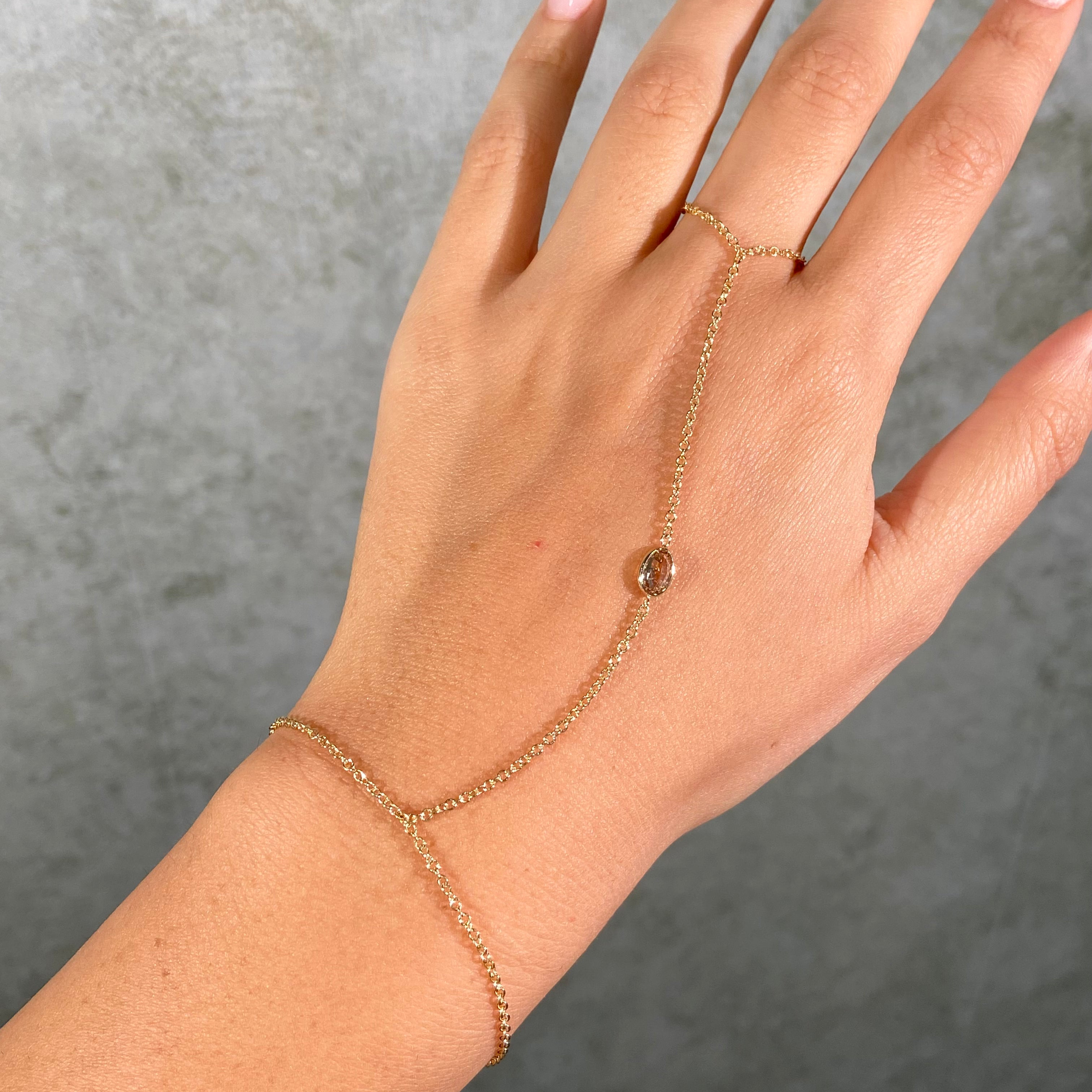 Champagne Oval Diamond Single Stone Hand Chain