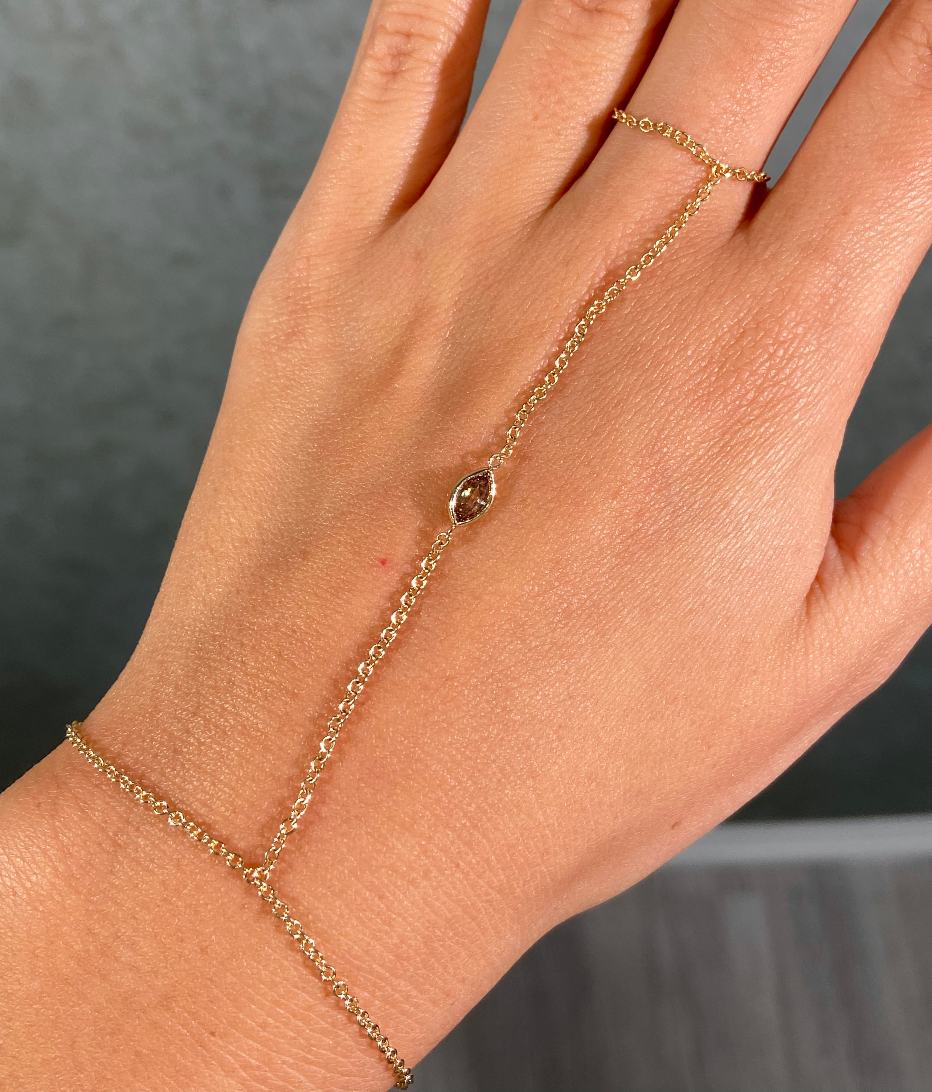 Champagne Marquise Diamond Single Stone Hand Chain