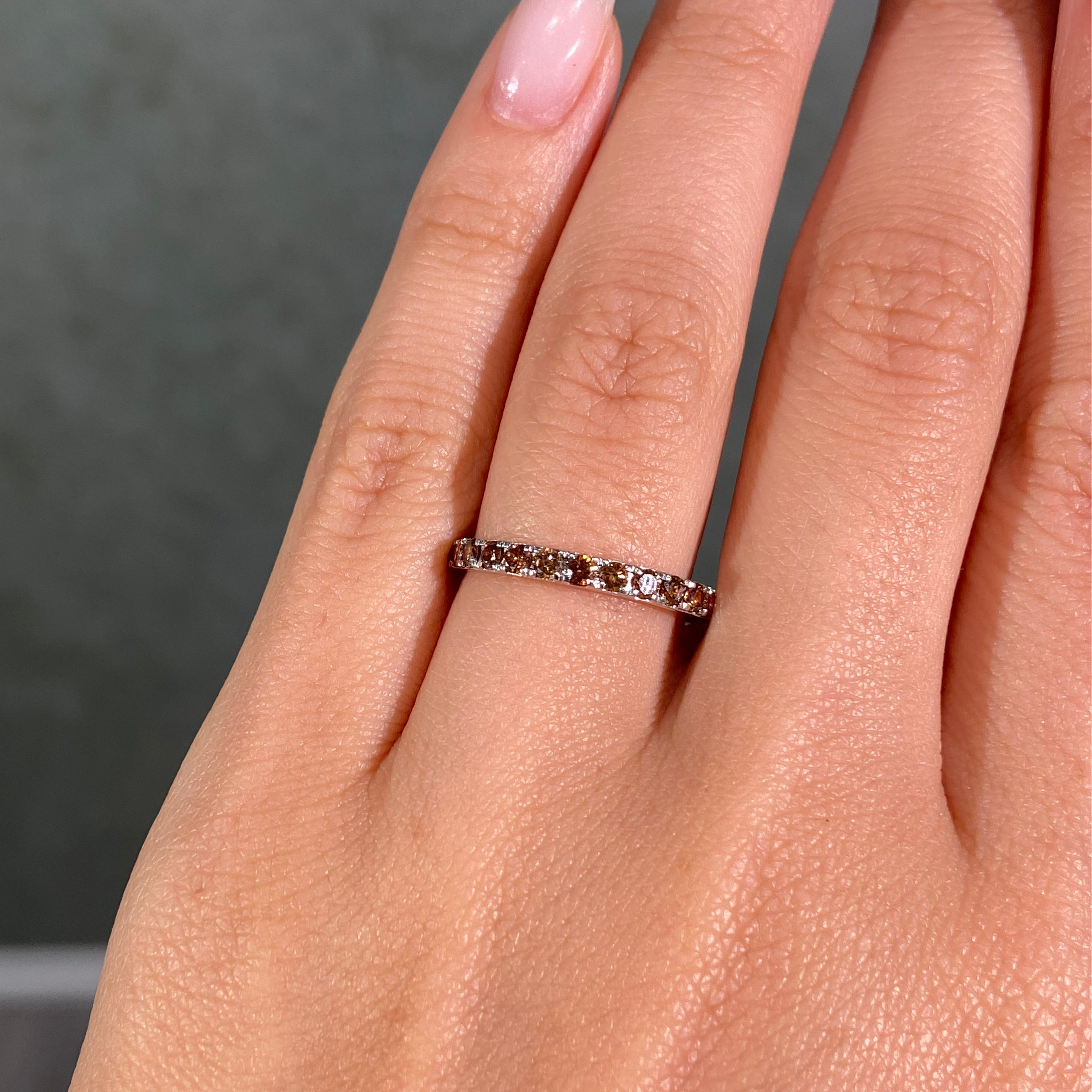 2ct Champagne Diamond Stackable Band in White Gold