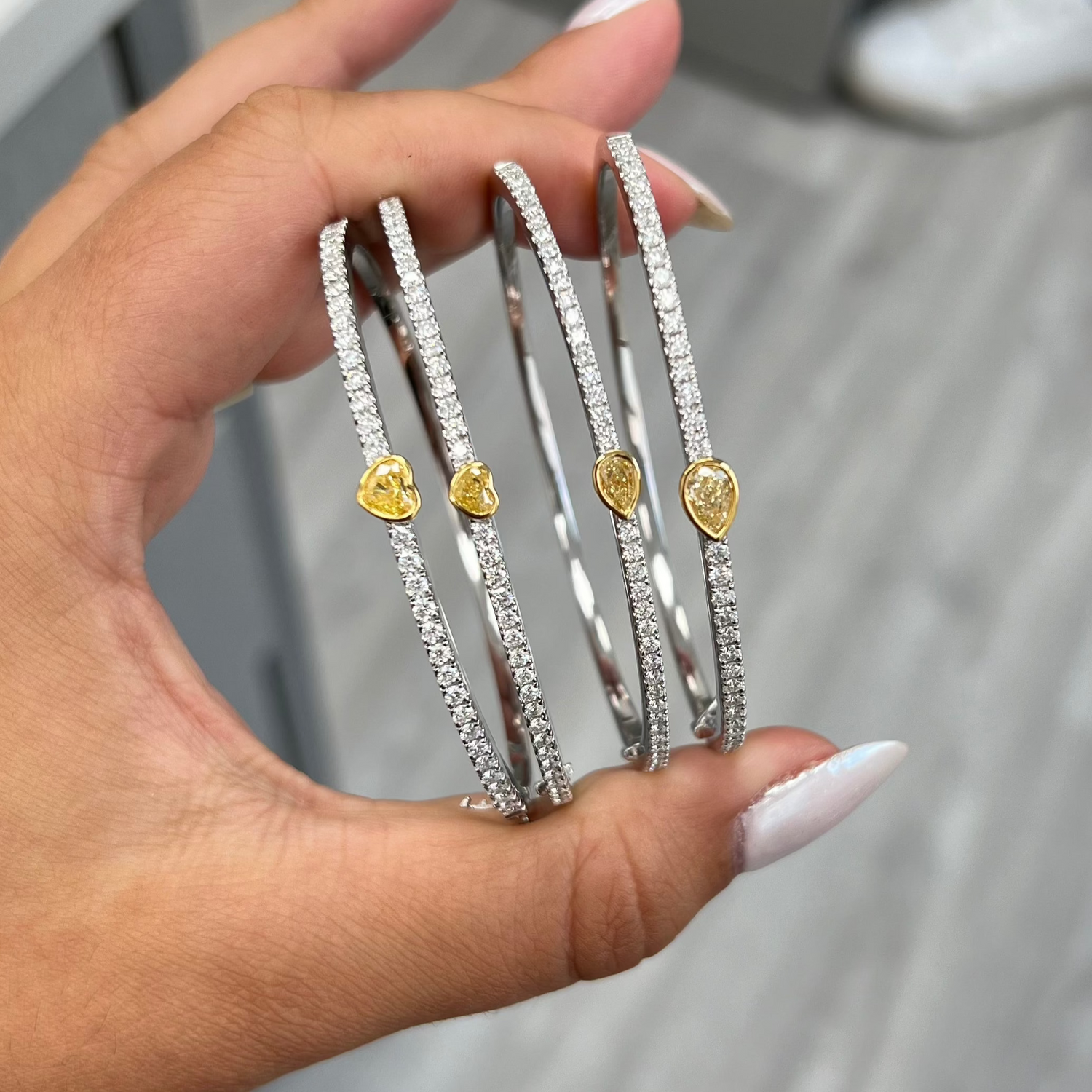 Yellow Pear diamond bracelet, handcrafted by Rare Colors by Namdar