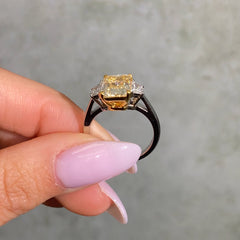 3ct Light Yellow Elongated Radiant Diamond Engagement Ring