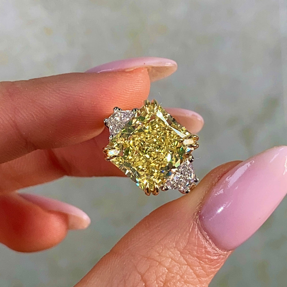 Rare Colors by Namdar 8.16ct Intense Yellow Radiant diamond engagement ring, New York City