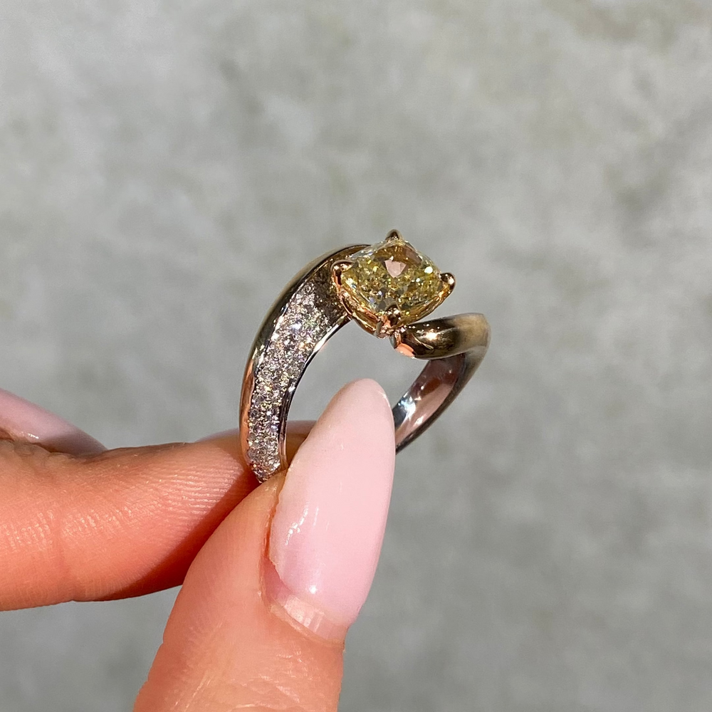 Rare Colors by Namdar Yellow diamond engagement ring, New York City
