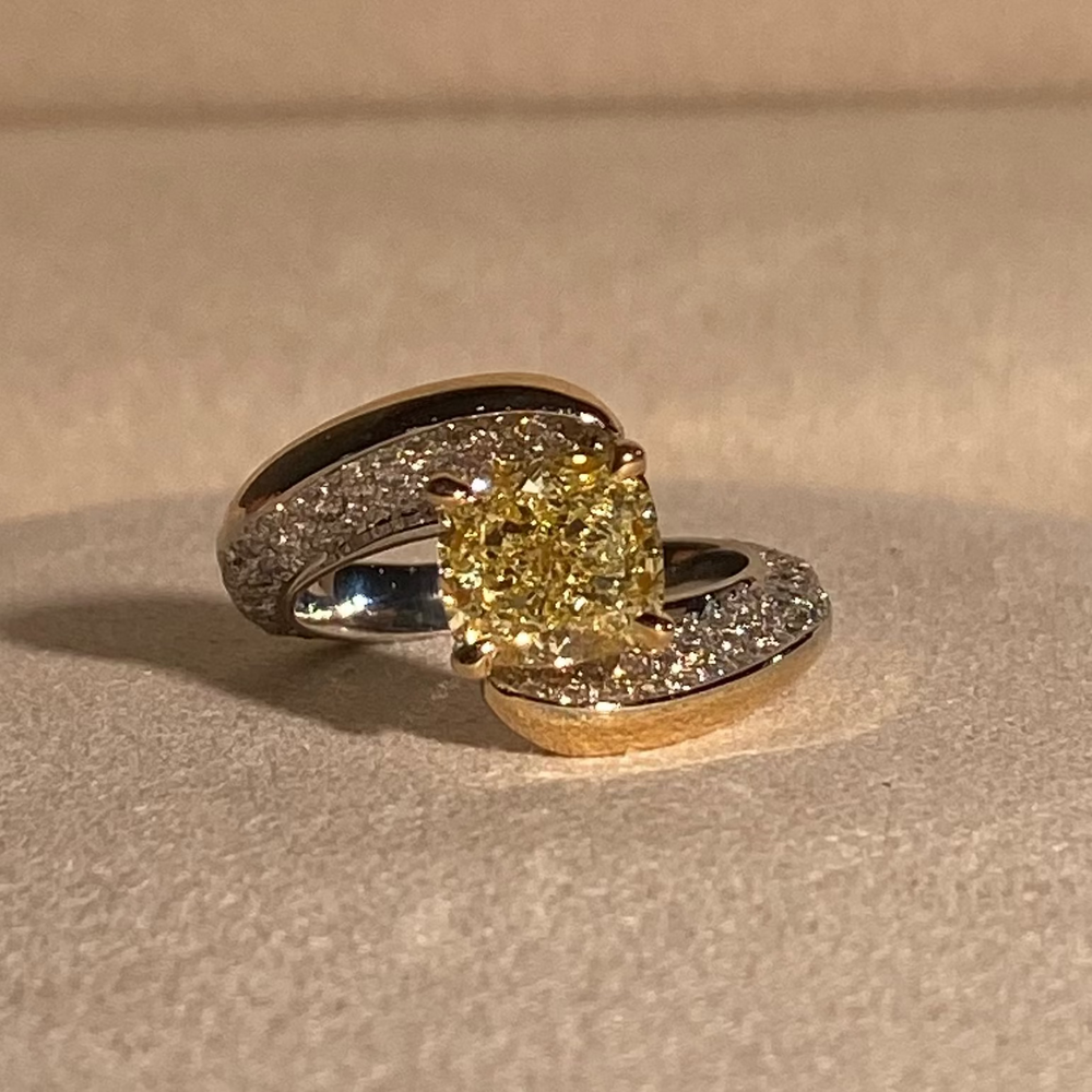 GIA Yellow diamond engagement ring at Rare Colors by Namdar, 5th Avenue New York