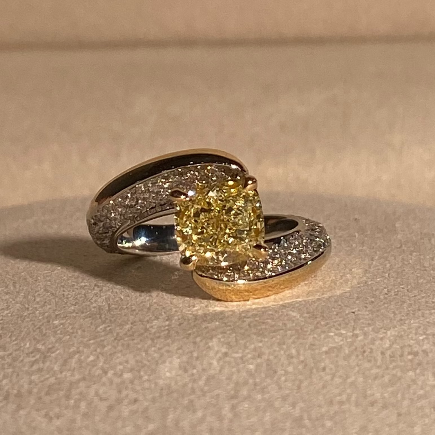 GIA Yellow diamond engagement ring at Rare Colors by Namdar, 5th Avenue New York