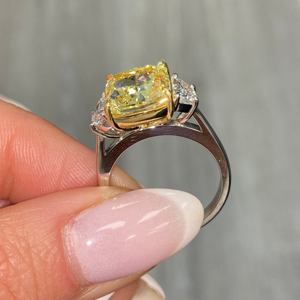6ct Fancy Yellow Cushion diamond engagement ring by Rare Colors by Namdar, New York City