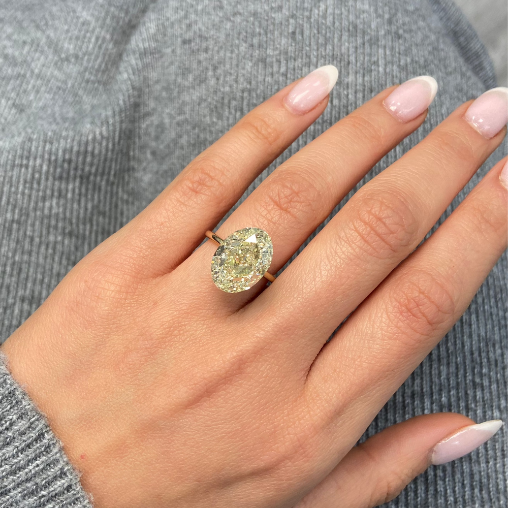 11.07ct Light Yellow Oval diamond loose stone, handcrafted by Rare Colors by Namdar