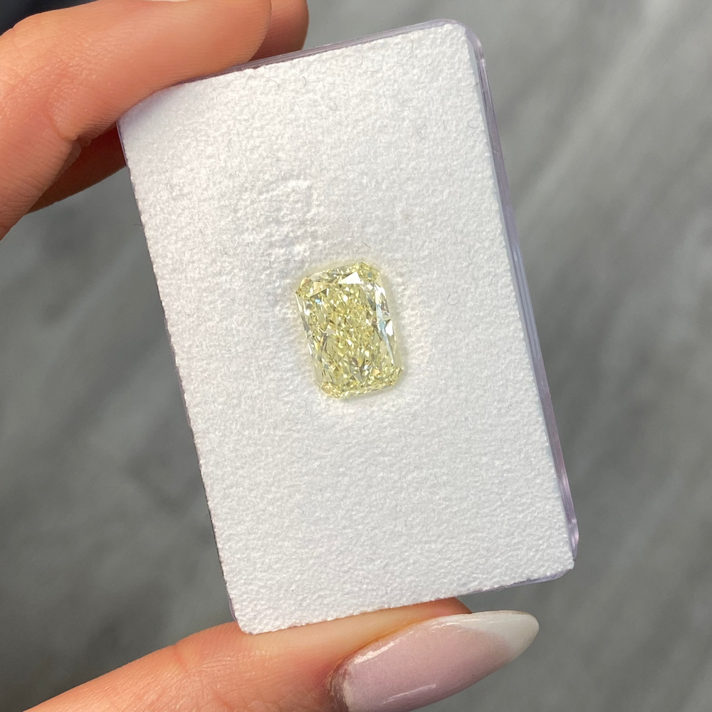 6ct Light Yellow Elongated Radiant loose stone — color diamond specialists Rare Colors by Namdar