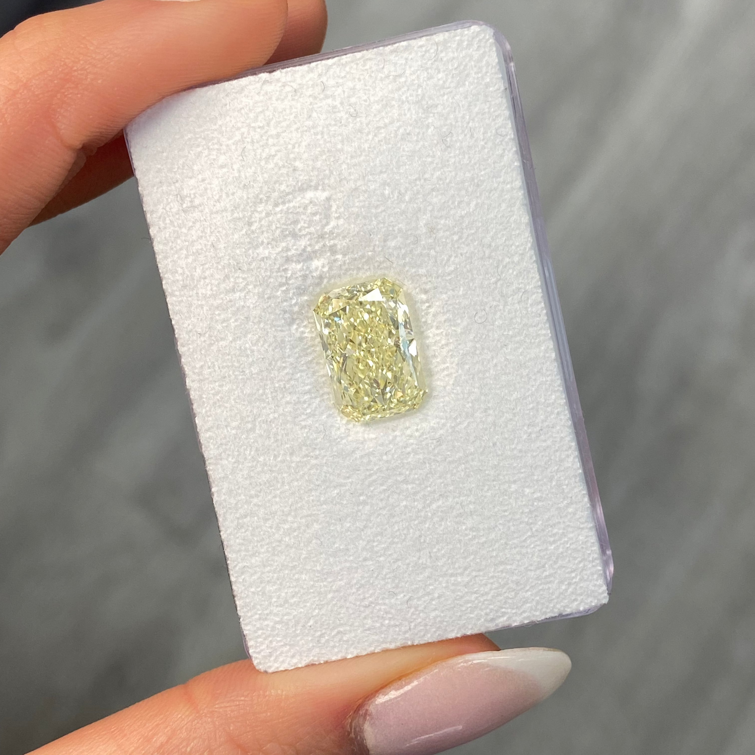 6ct Light Yellow Elongated Radiant loose stone — color diamond specialists Rare Colors by Namdar