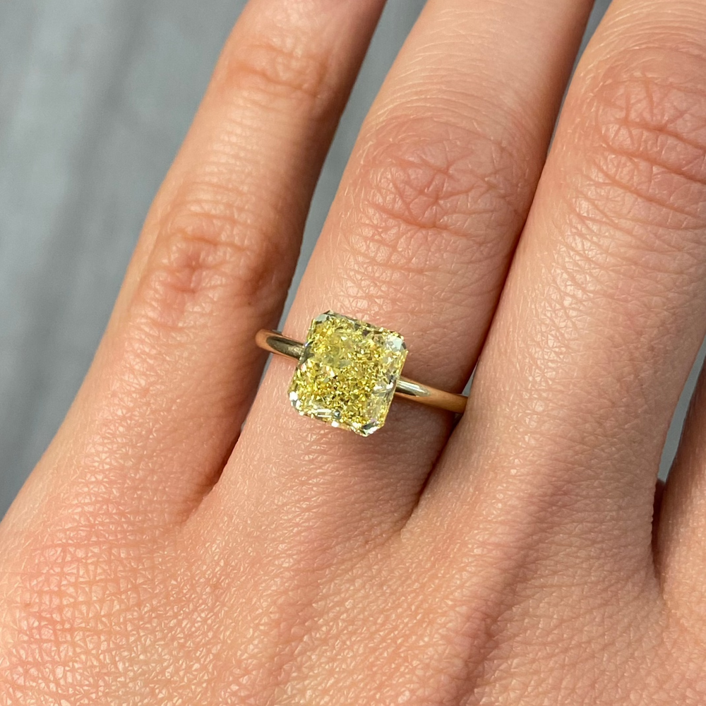 Natural 3.70ct Fancy Intense Yellow Radiant diamond loose stone — Rare Colors by Namdar NYC