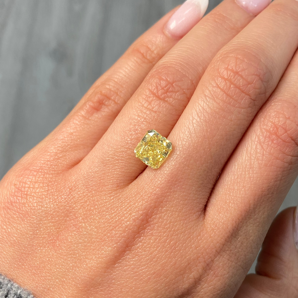 3.70ct Fancy Intense Yellow Radiant diamond loose stone, handcrafted by Rare Colors by Namdar