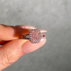 1 Carat Pink Radiant Diamond Halo Engagement Ring