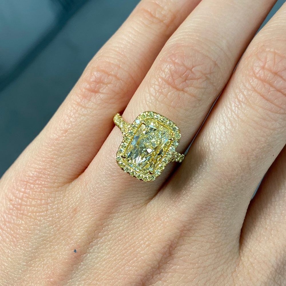 Rare Colors by Namdar 3.32ct Yellow Cushion diamond engagement ring, New York City