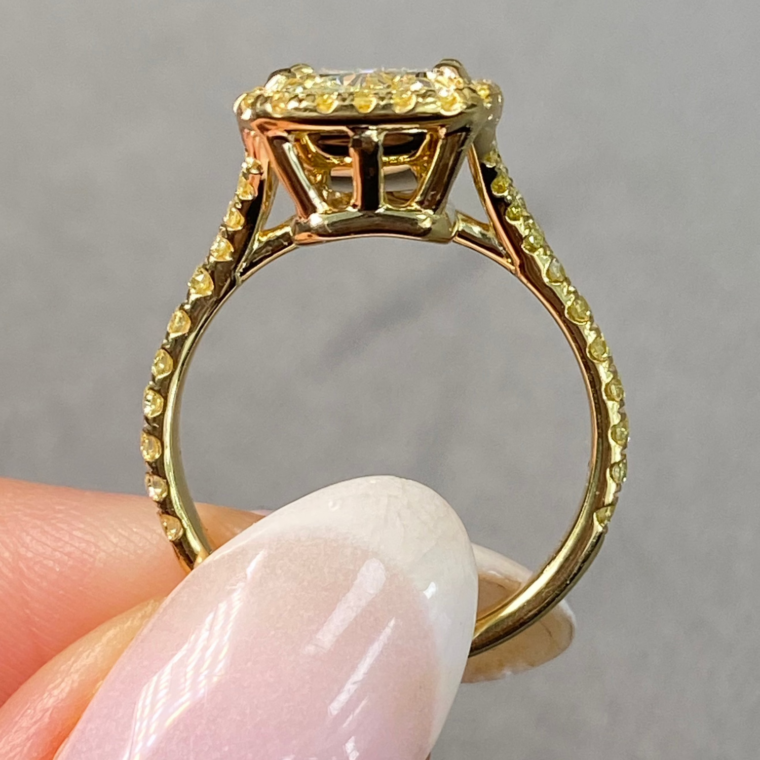 3.32ct Yellow Cushion diamond engagement ring by Rare Colors by Namdar, New York City