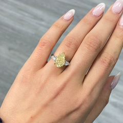 4ct Fancy Light Yellow Pear Diamond Engagement Ring