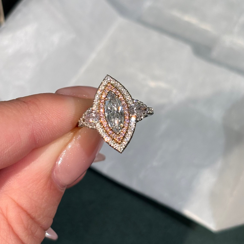 1ct Light Blue Marquise Diamond Ring