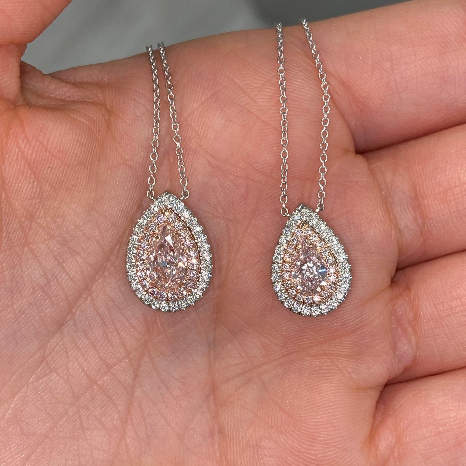 1ct Pink Pear diamond pendant by Rare Colors by Namdar, New York City