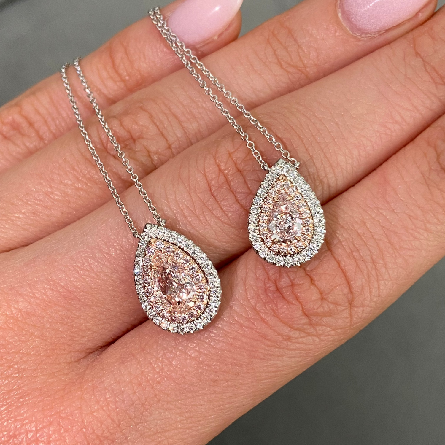Natural Pink Pear diamond pendant — Rare Colors by Namdar NYC