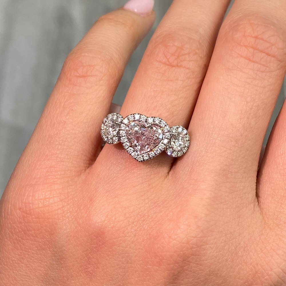 Natural 1.37ct Light Pink Heart diamond ring — Rare Colors by Namdar NYC