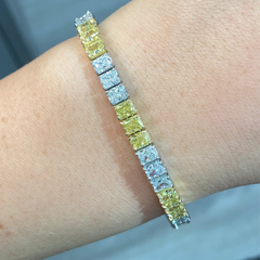 15 Carat 3:3 Yellow and White Diamond Tennis Bracelet