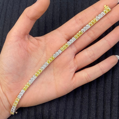 12.5 Carat 3:3 Yellow and White Diamond Tennis Bracelet