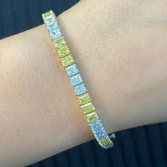 15 Carat 3:3 Yellow and White Diamond Tennis Bracelet