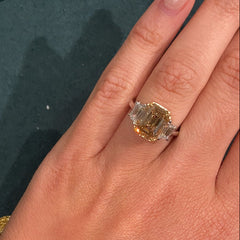 5 Carat Champagne Emerald Diamond Engagement Ring