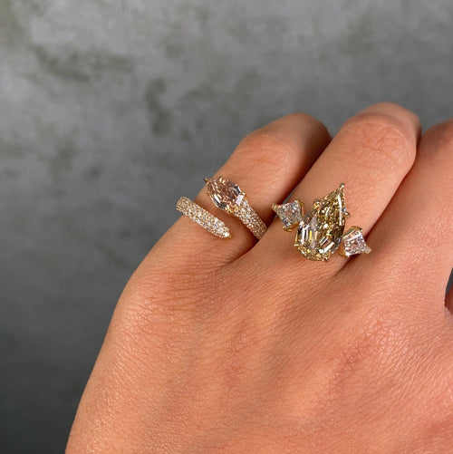 Champagne Diamond Pavé Spiral Pinky Ring