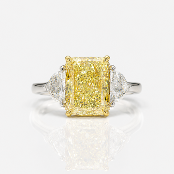 4ct GIA Light Yellow Elongated Radiant Diamond Engagement Ring