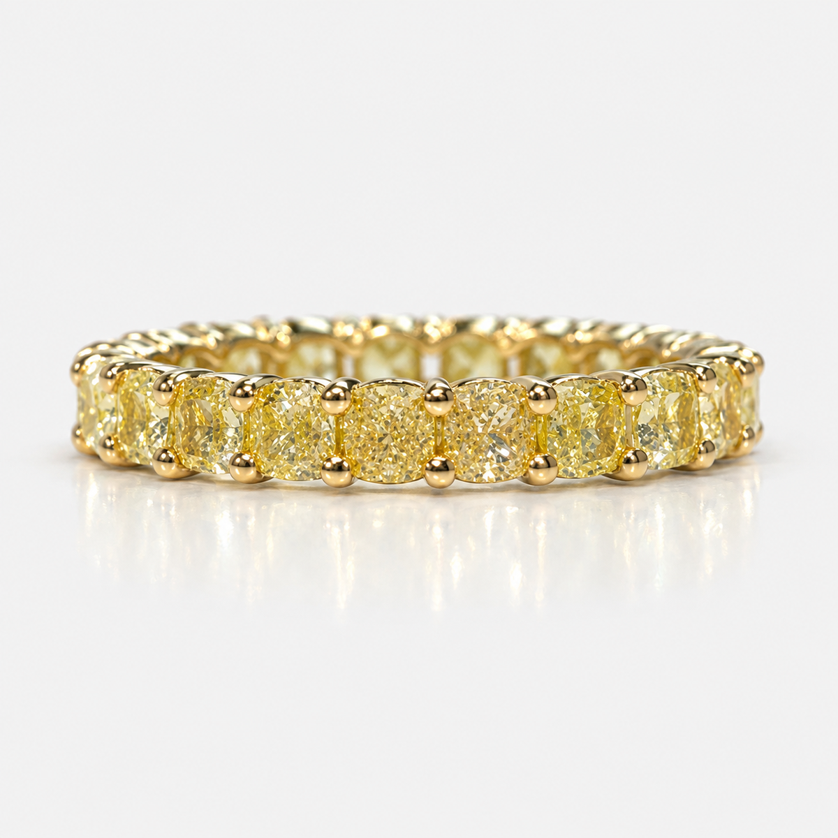3 Carat Fancy Yellow Cushion Diamond Eternity Band