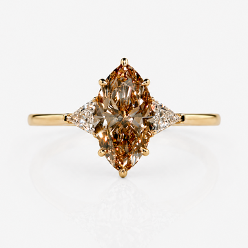 3ct Champagne Marquise Diamond Three Stone Engagement Ring