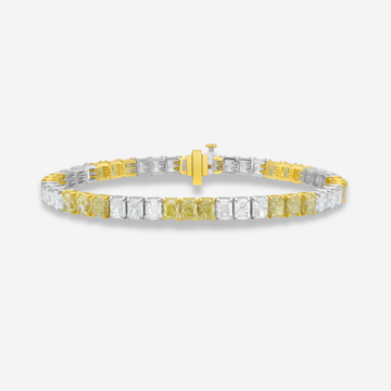 17 Carat 3:3 Alternating Yellow and Colorless Radiant Diamond Tennis Bracelet