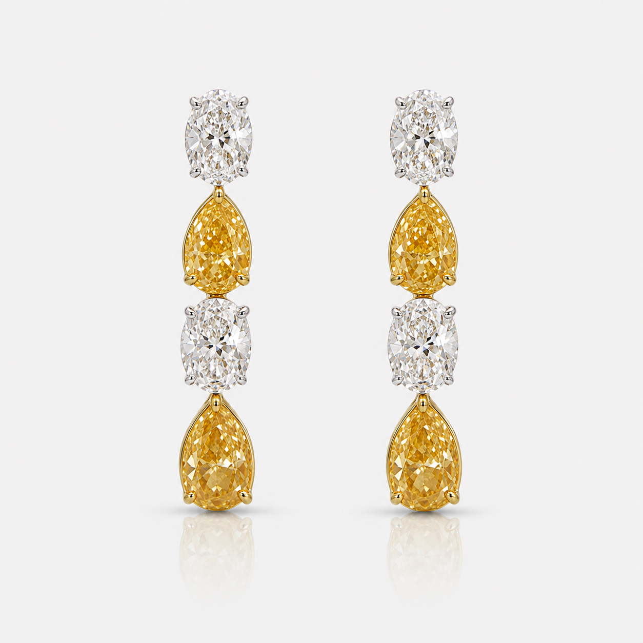 Natural fancy yellow diamond dangle earrings — Rare Colors by Namdar NYC