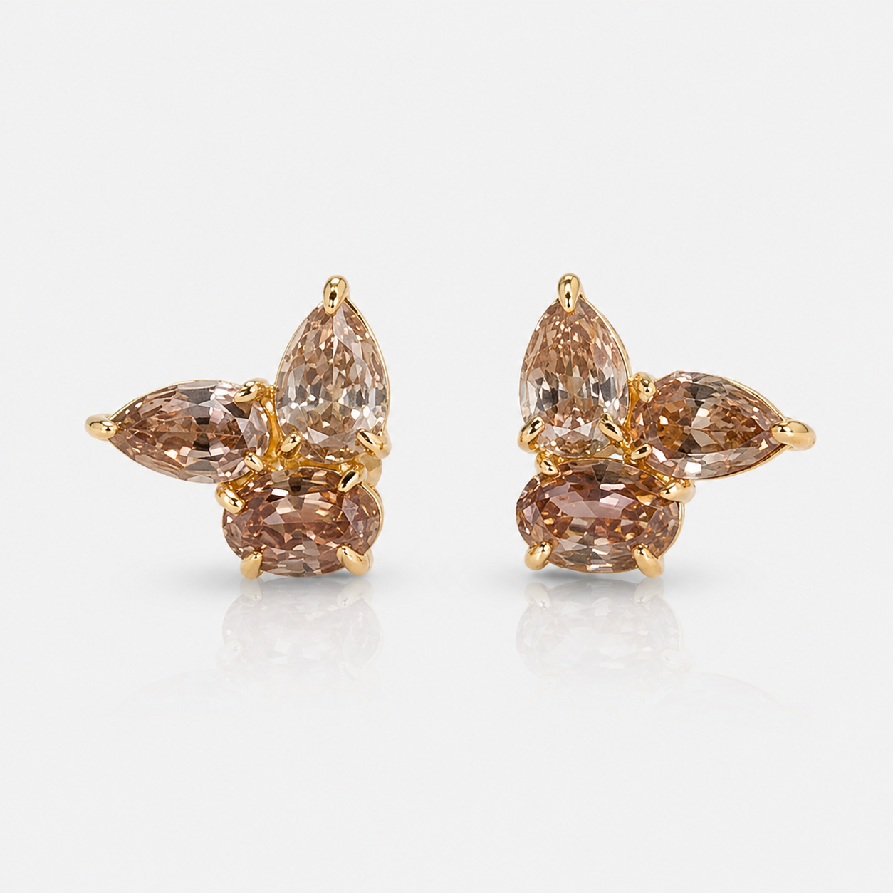 3ct Champagne Diamond Organized Chaos Cluster Earrings
