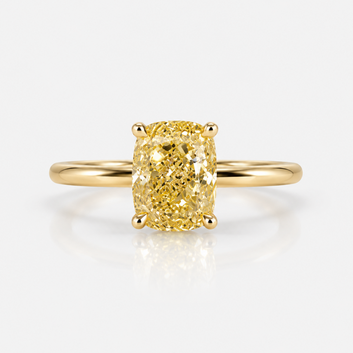 2ct GIA Fancy Yellow Elongated Cushion Diamond Solitaire Engagement Ring