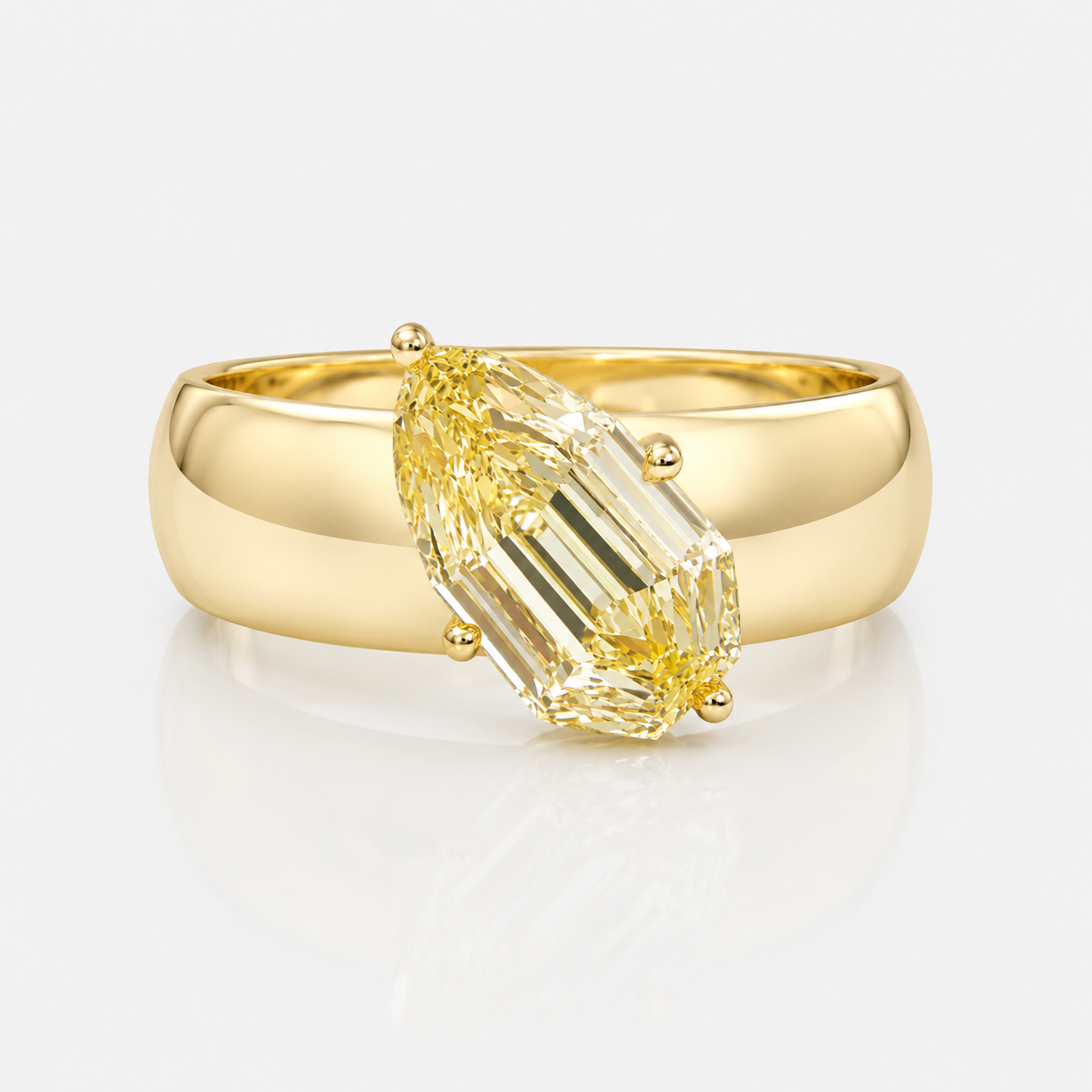 3ct Fancy Yellow Pear Step Diamond Amber Engagement Ring