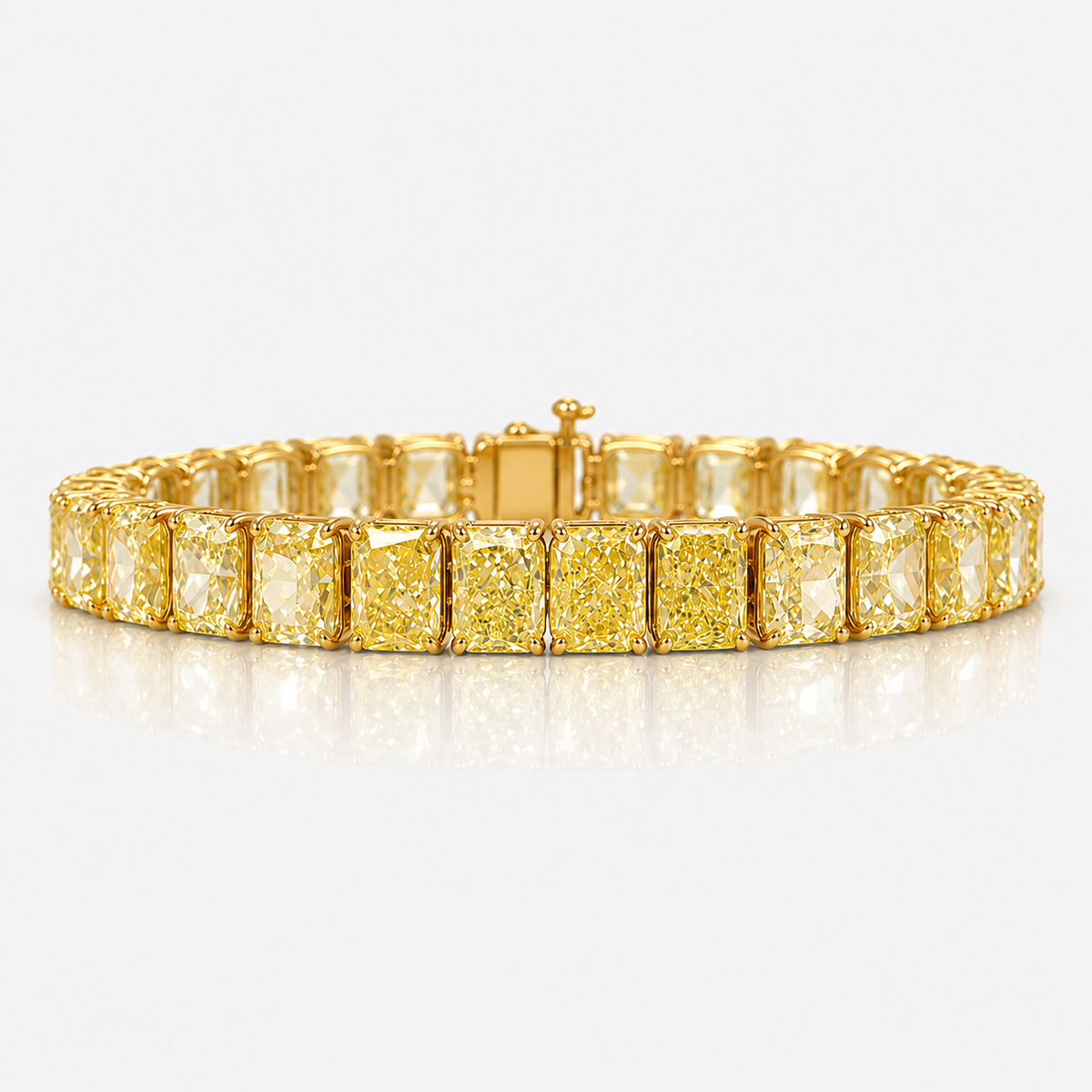 35 Carat GIA Fancy Yellow Elongated Radiant Diamond Tennis Bracelet