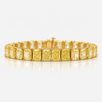 35 Carat GIA Fancy Yellow Elongated Radiant Diamond Tennis Bracelet