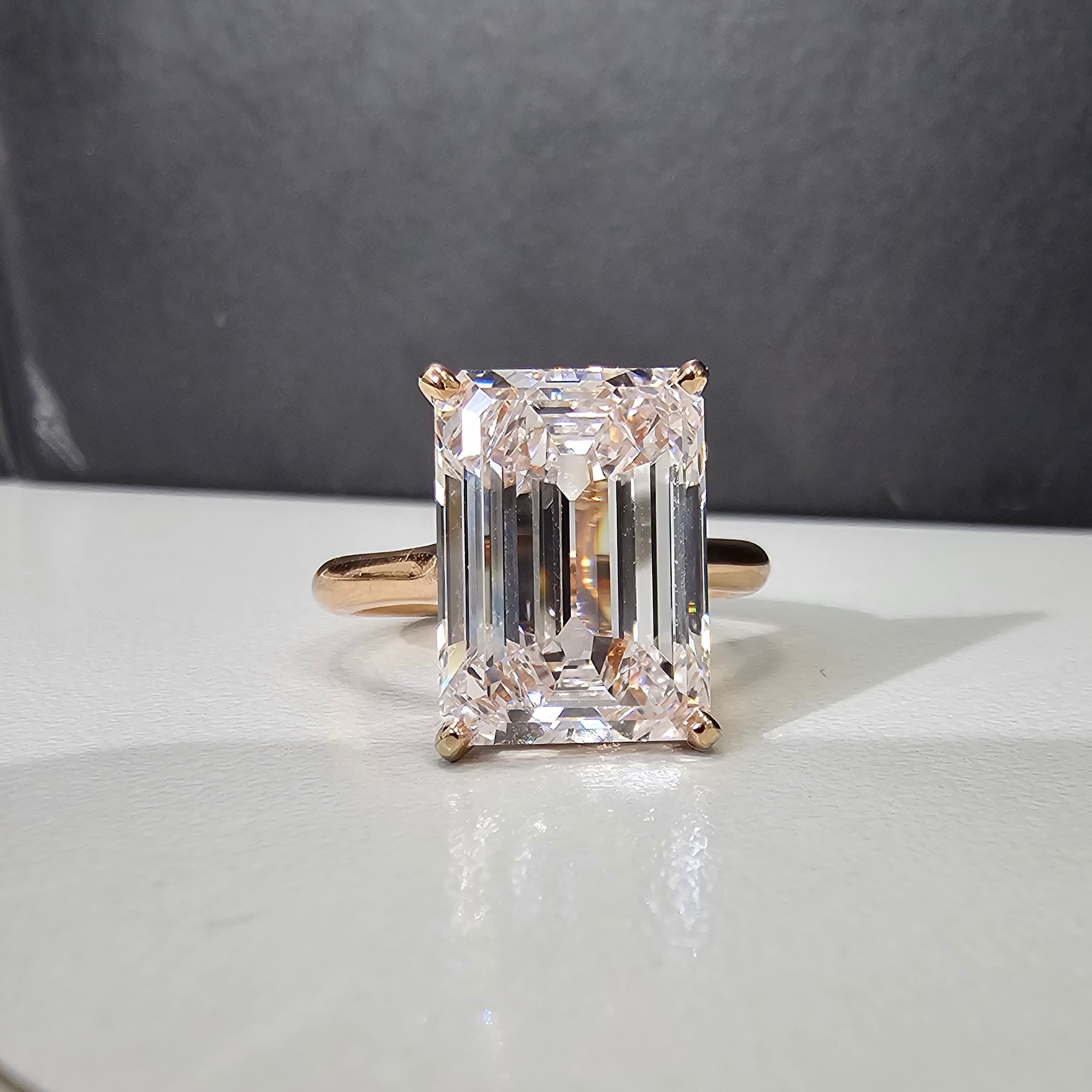 6.02 Carat Emerald Cut Diamond Ring GIA Certified Diamond Very Light Pink Internally Flawless Clarity Type IIa Diamond, meaning the diamond is totally devoid of impurities. See the certification enclosed. This is extremely rare and highly sought after by collectors  Handcrafted in 18k Rose Gold in NYC.