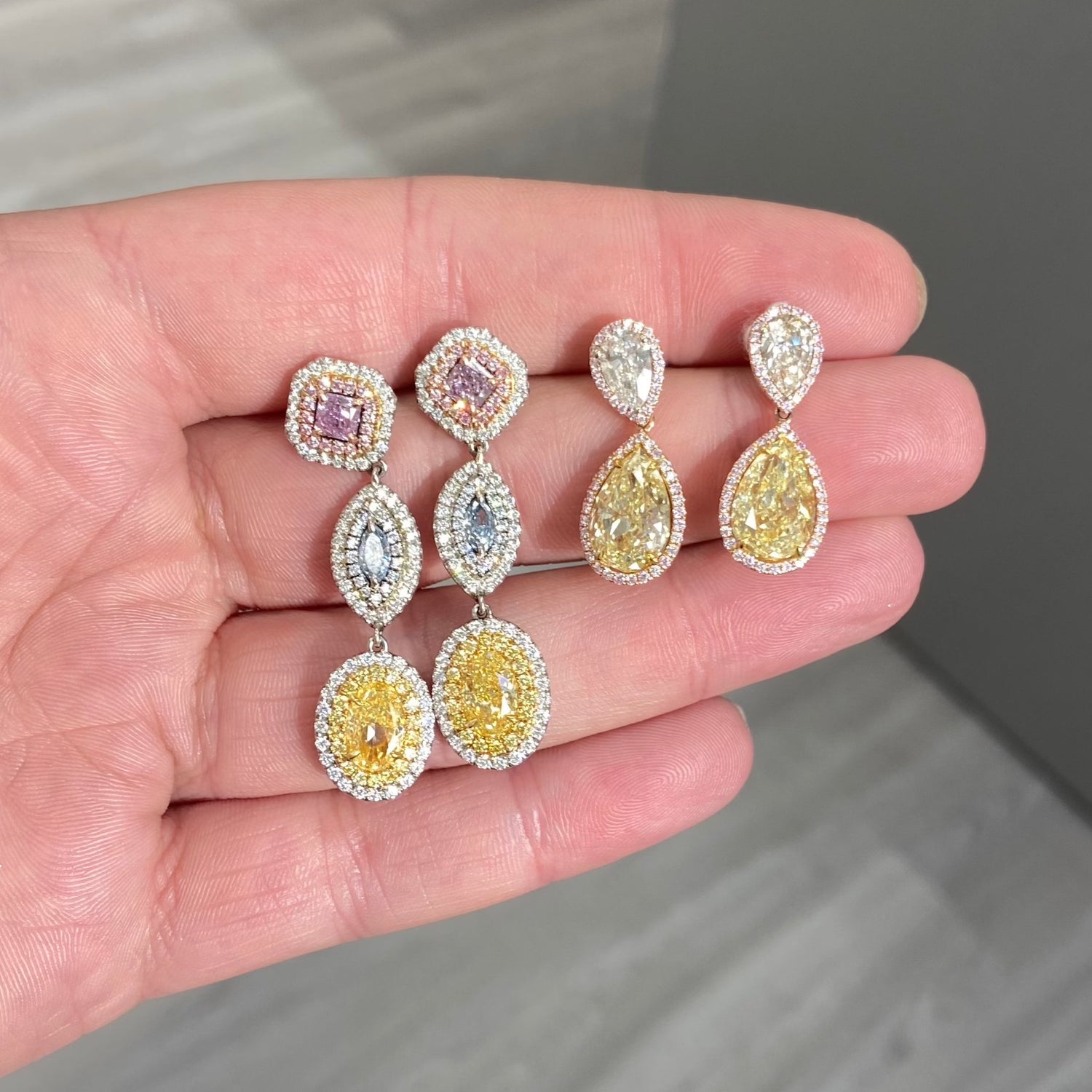 Natural Multi diamond earrings — Rare Colors by Namdar NYC