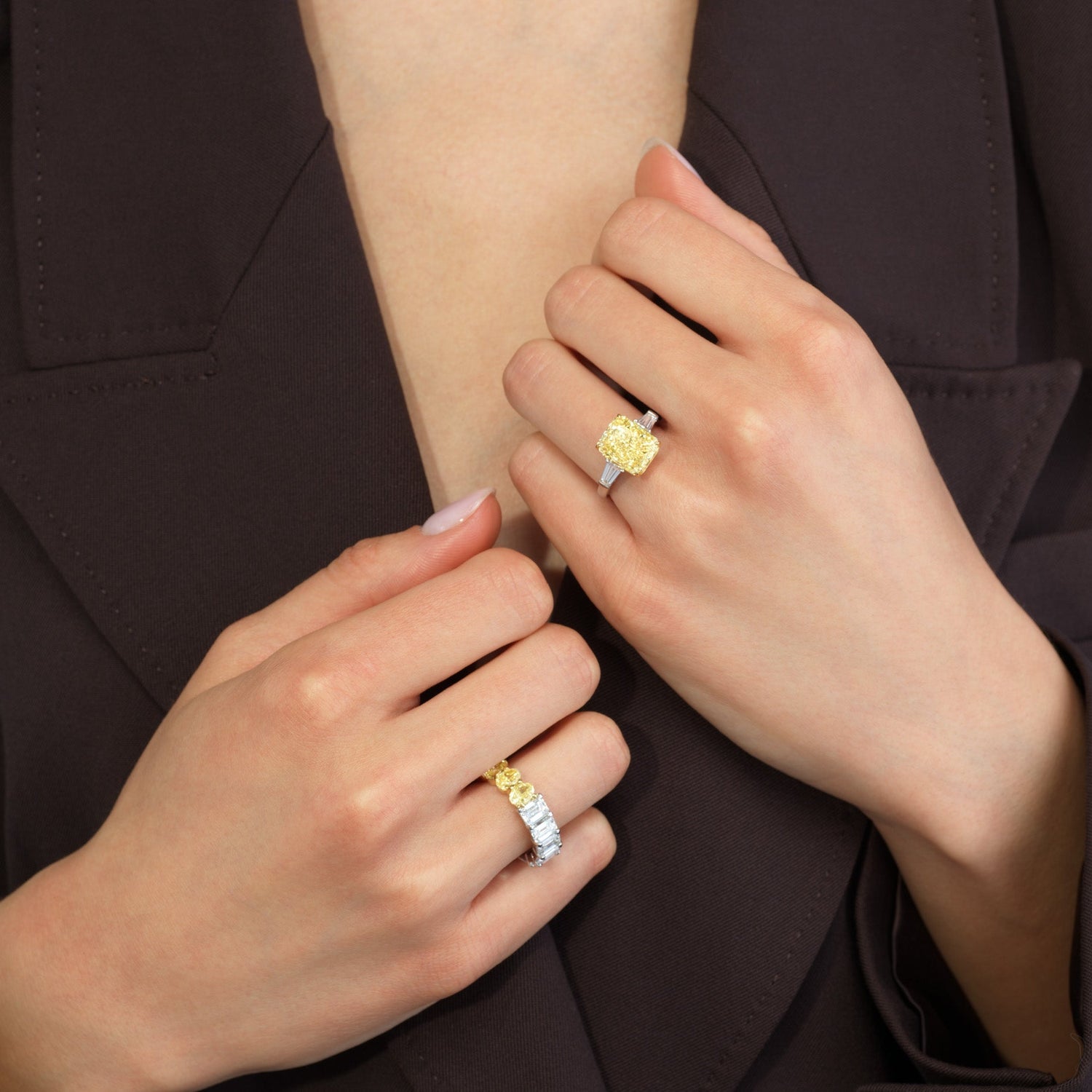 Fancy Yellow Oval diamond band, handcrafted by Rare Colors by Namdar